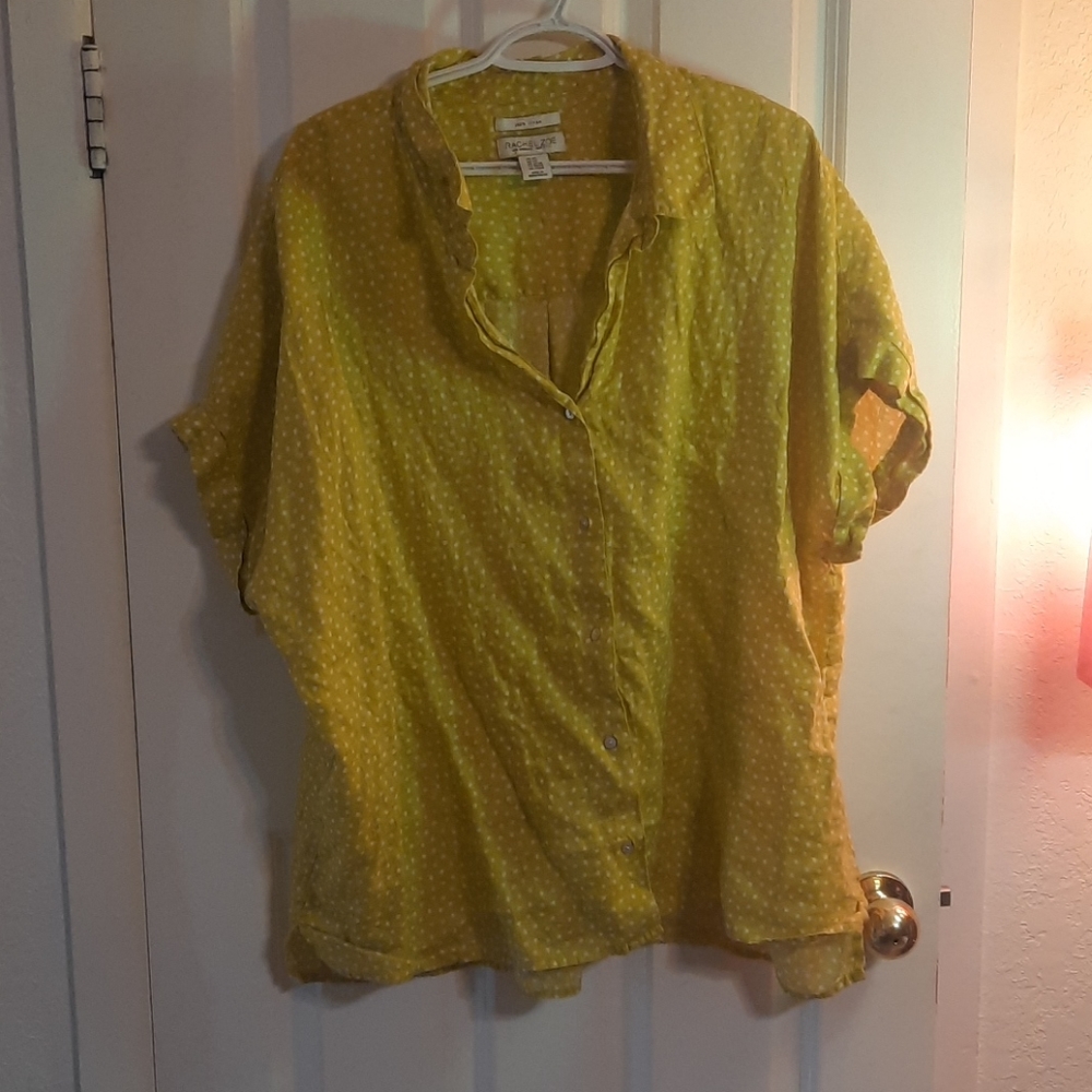 Rachel Zoe chartreuse linen button down 2x